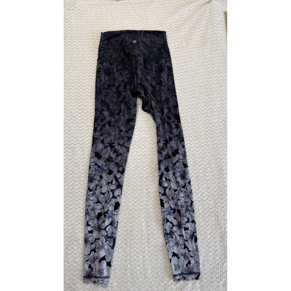 Lululemon align High Rise Floral Leggings Black Grey Purple Size 4